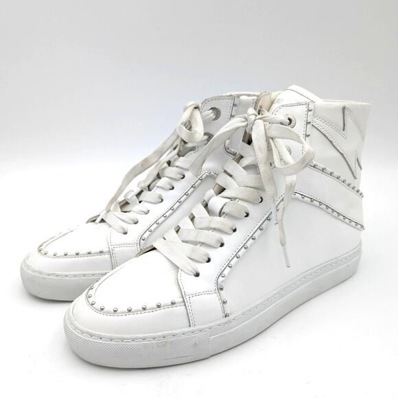Zadig & Voltaire High Flash Stud Trim High Top Sneakers Women's Size US11 EU41 - Picture 1 of 12